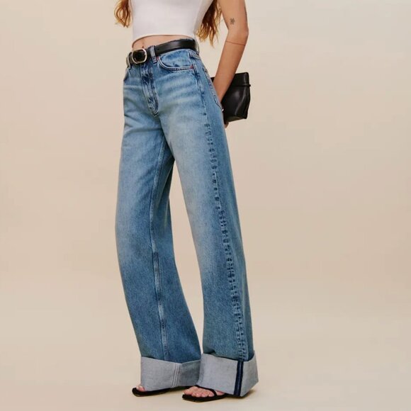 NWOT - Reformation Cary Cuffed High Rise Slouchy Wide Leg Jeans Size 28 - Picture 1 of 8